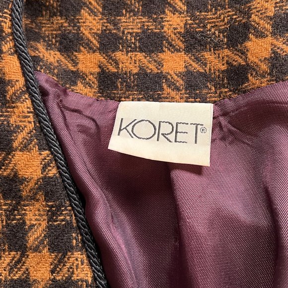 Vintage Union Made Oversized Wool Houndstooth Tweed Knit Plaid Blazer Suit Coat - Picture 6 of 10